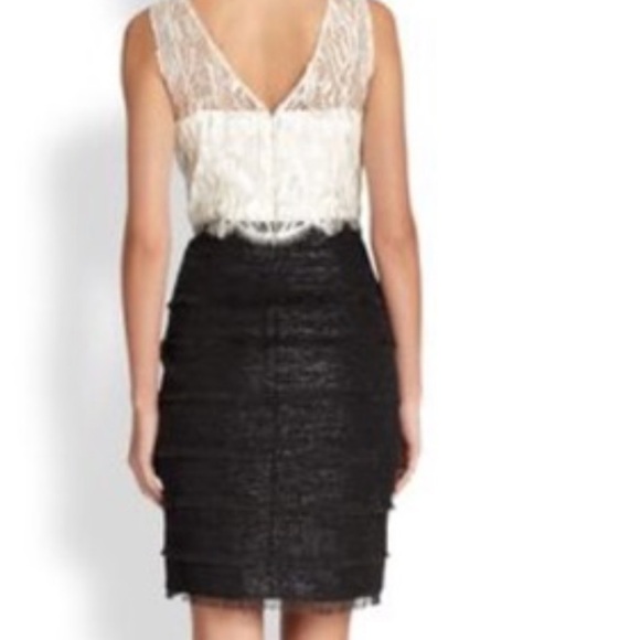 Kay Unger Sleeveless Tweed Dress Black Cream Size 8 - Picture 2 of 12